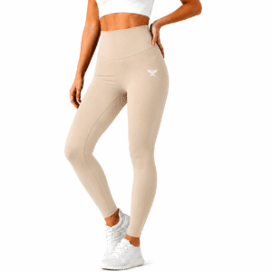 Athletic Beige High-Waist Leggings For Women