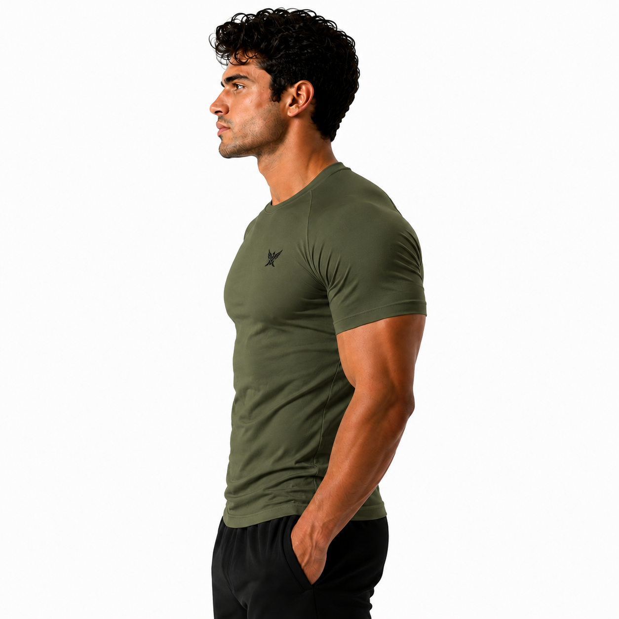 Olive Green Half-Sleeve Compression Shirt